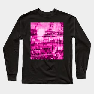 Pink Mirrored Disco Ball Pattern Long Sleeve T-Shirt